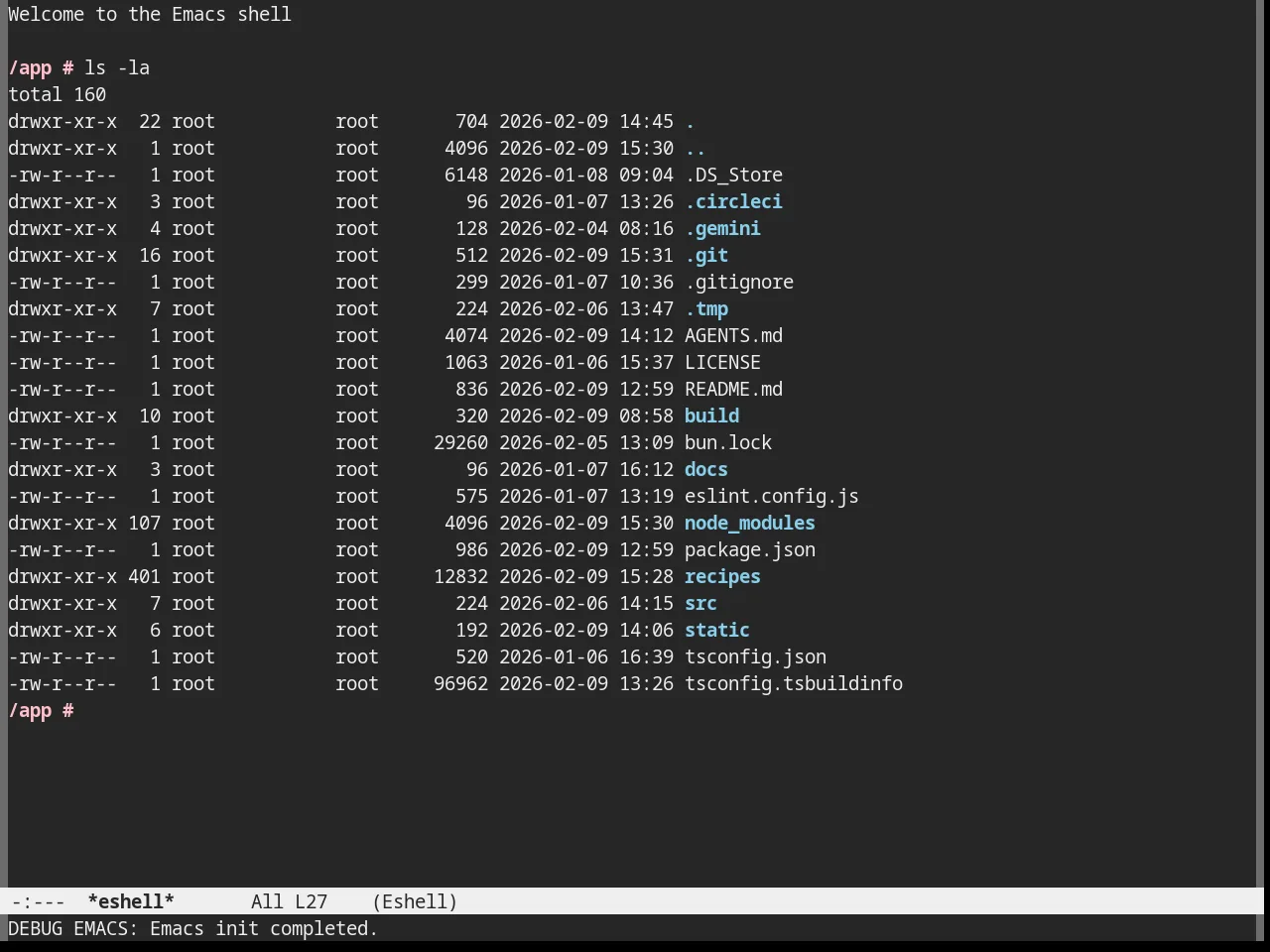 Nofrils Dark Theme in eshell