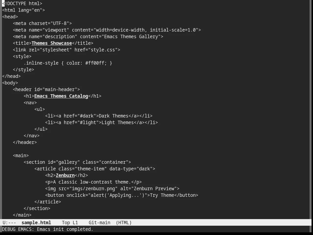 Nofrils Dark Theme in html-mode