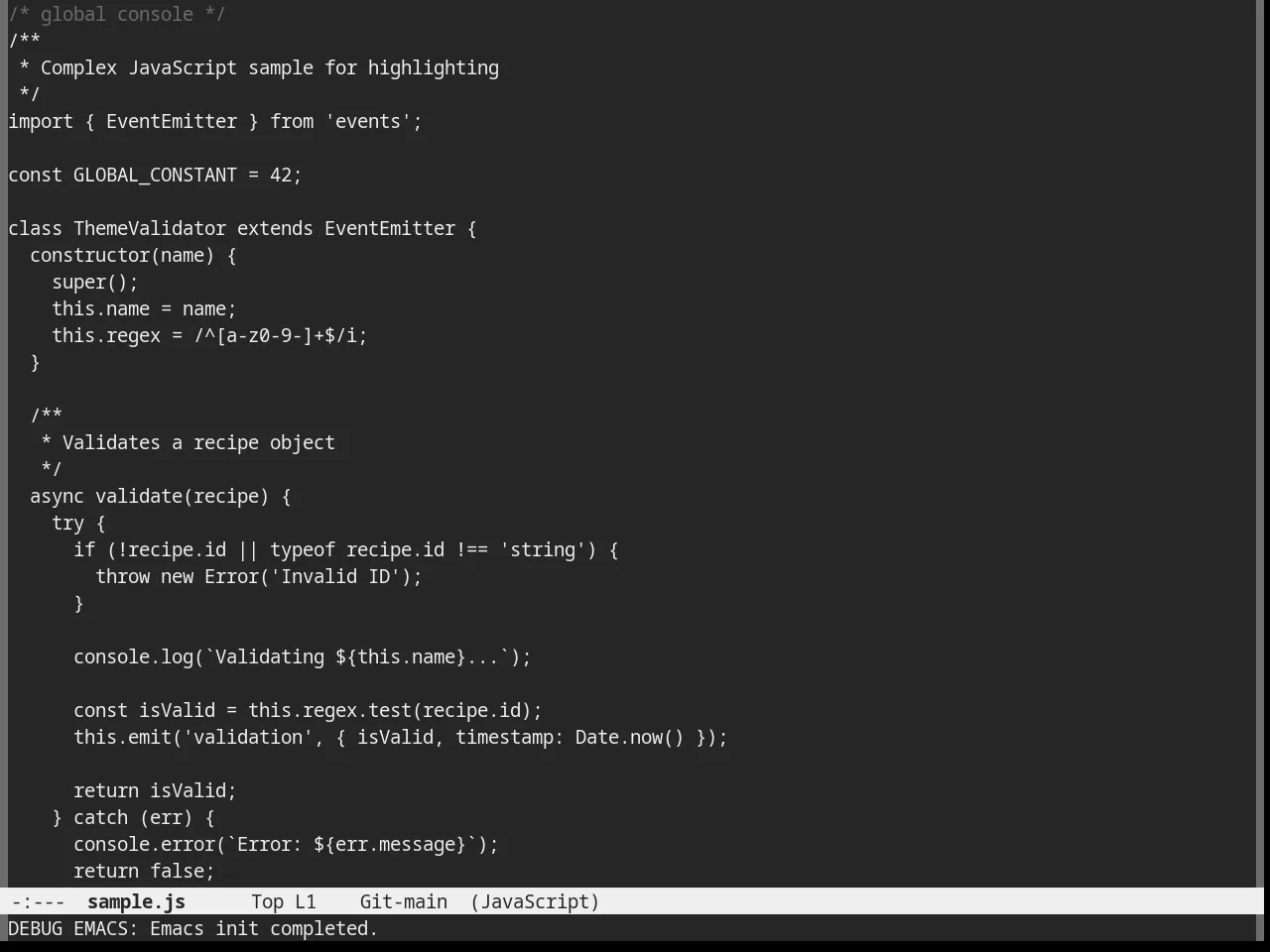 Nofrils Dark Theme in javascript-mode