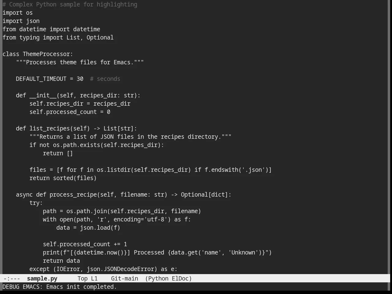 Nofrils Dark Theme in python-mode