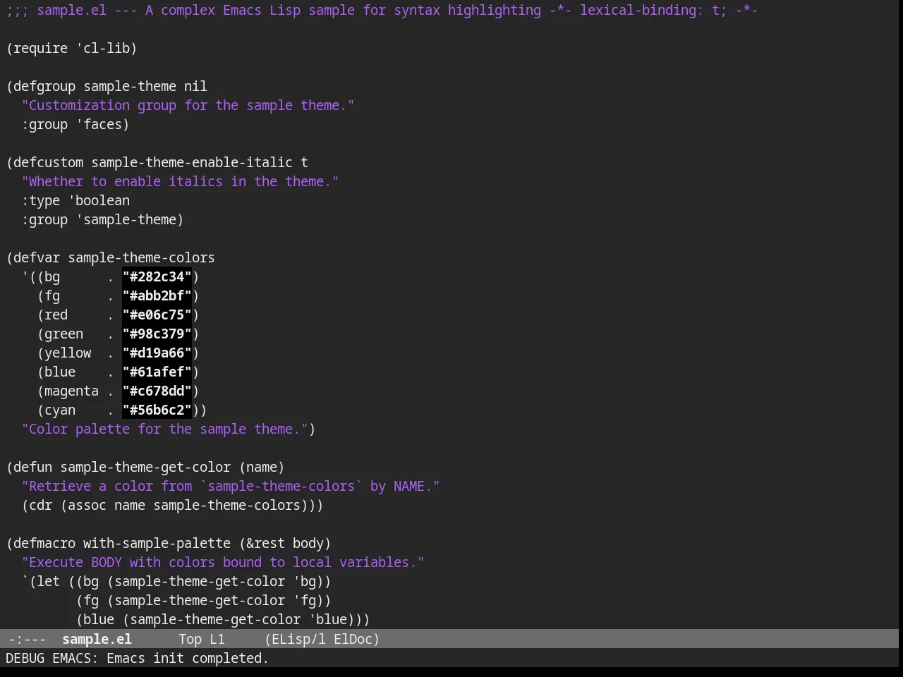 Nofrils Darkless Theme in emacs-lisp-mode