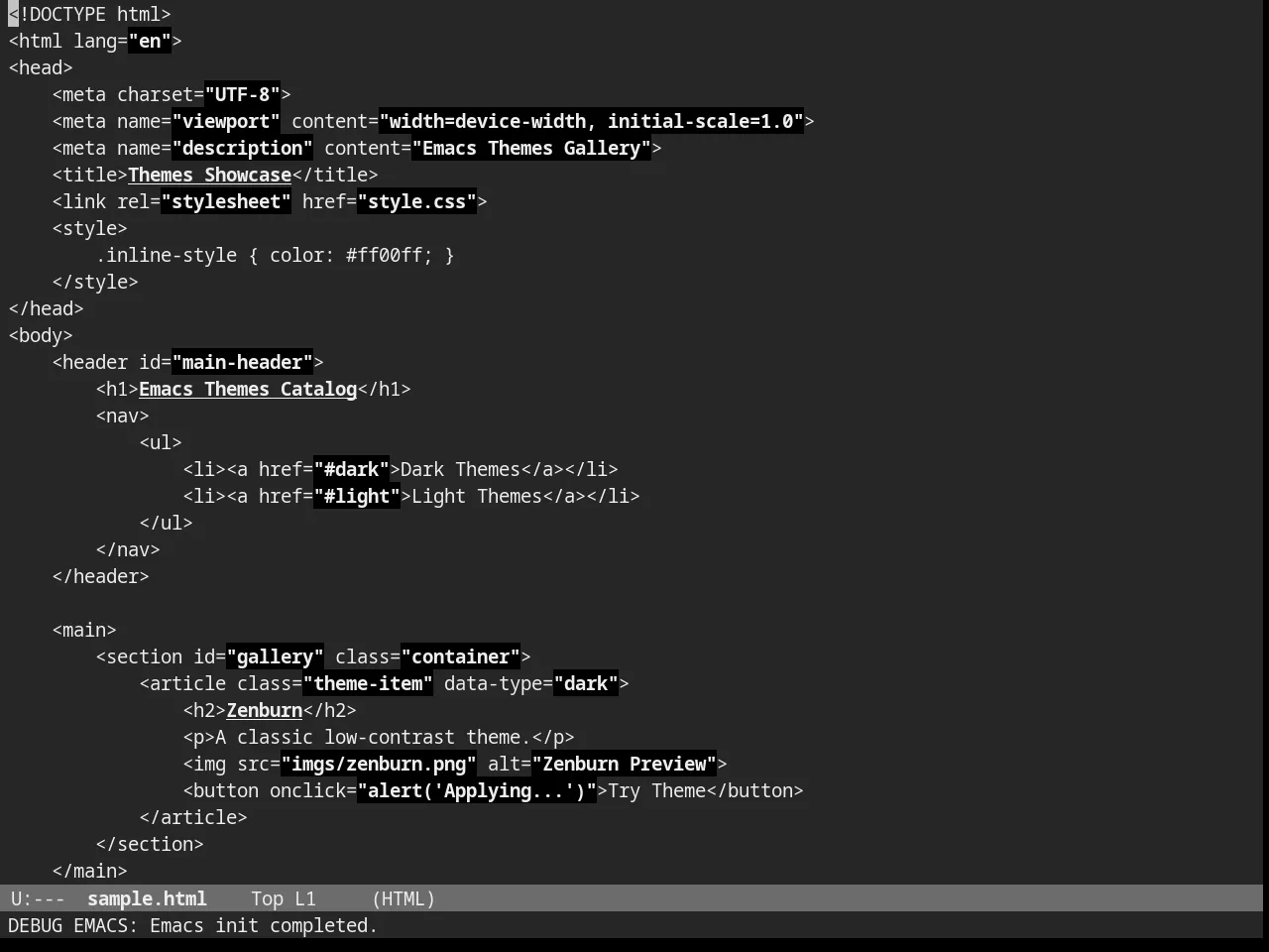 Nofrils Darkless Theme in html-mode