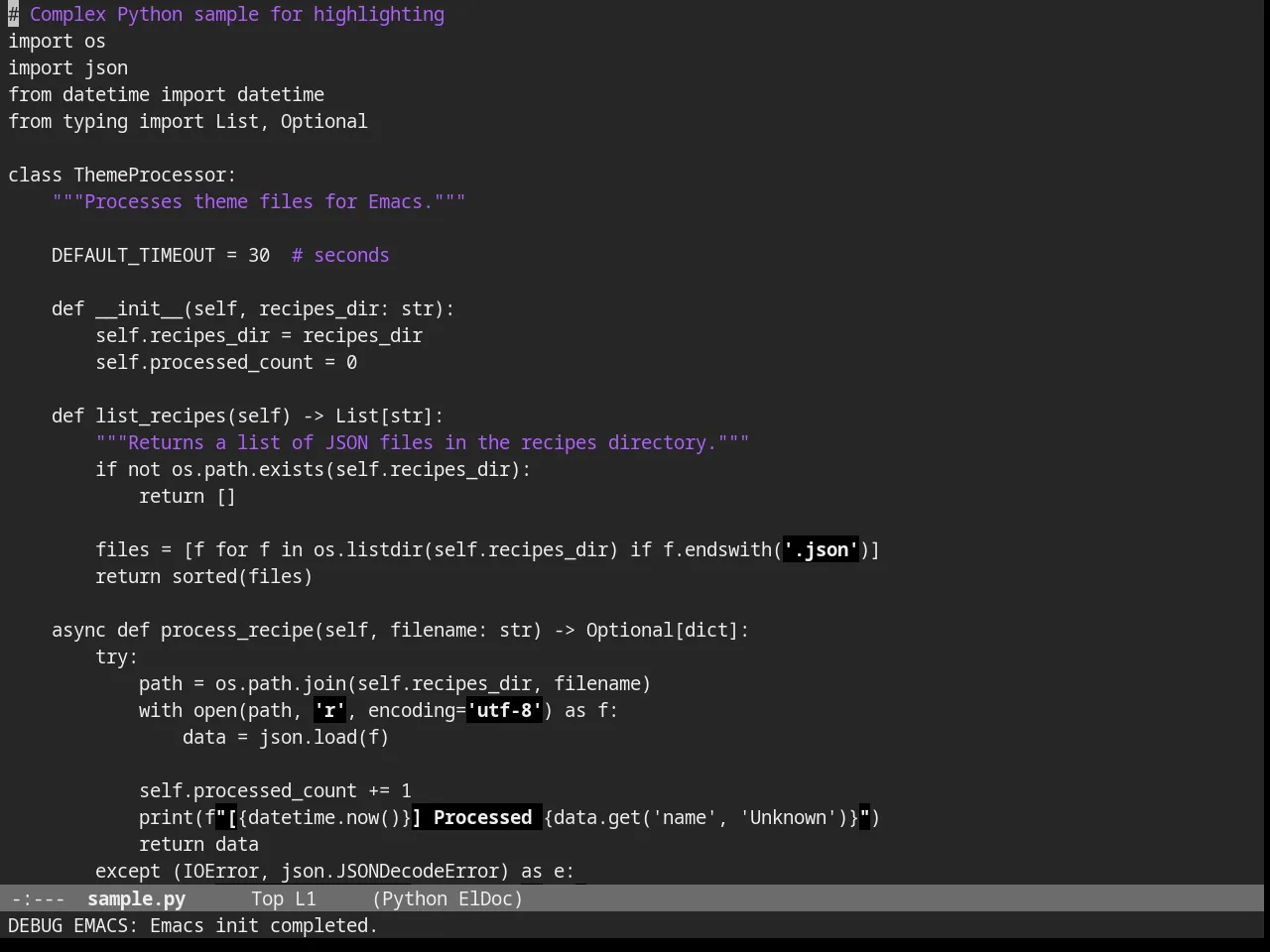 Nofrils Darkless Theme in python-mode