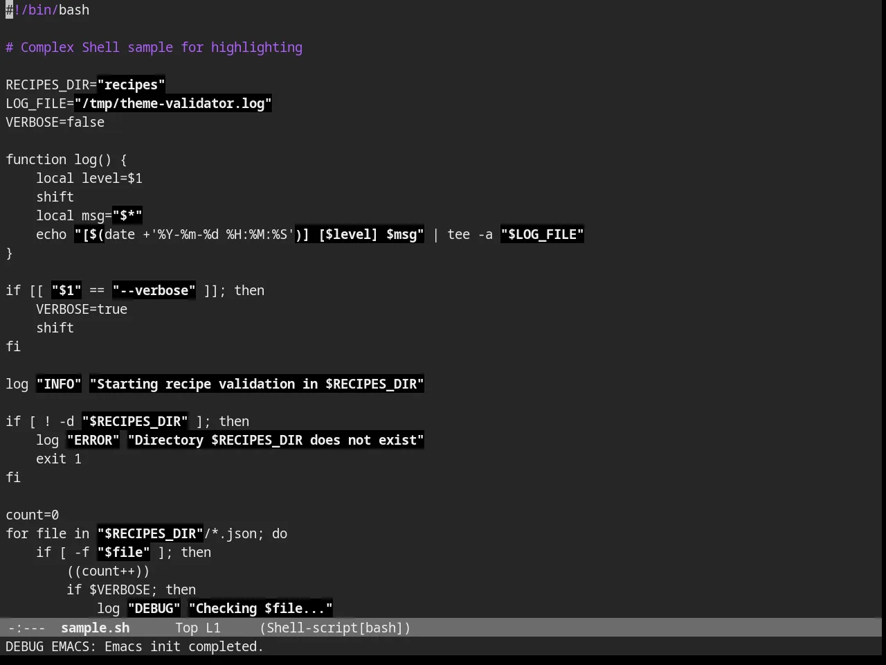 Nofrils Darkless Theme in sh-mode