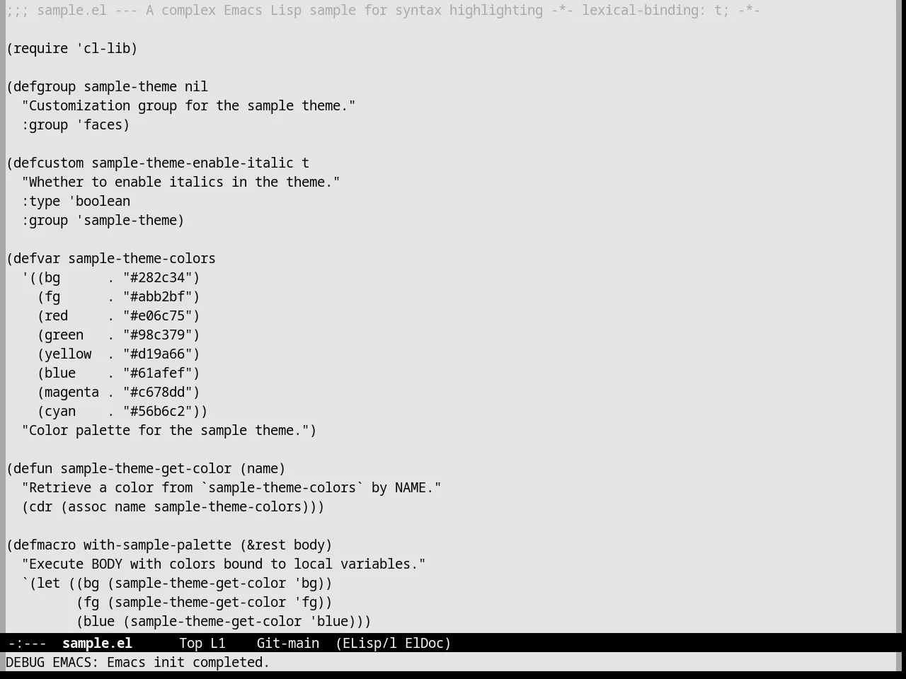 Nofrils Light Theme in emacs-lisp-mode