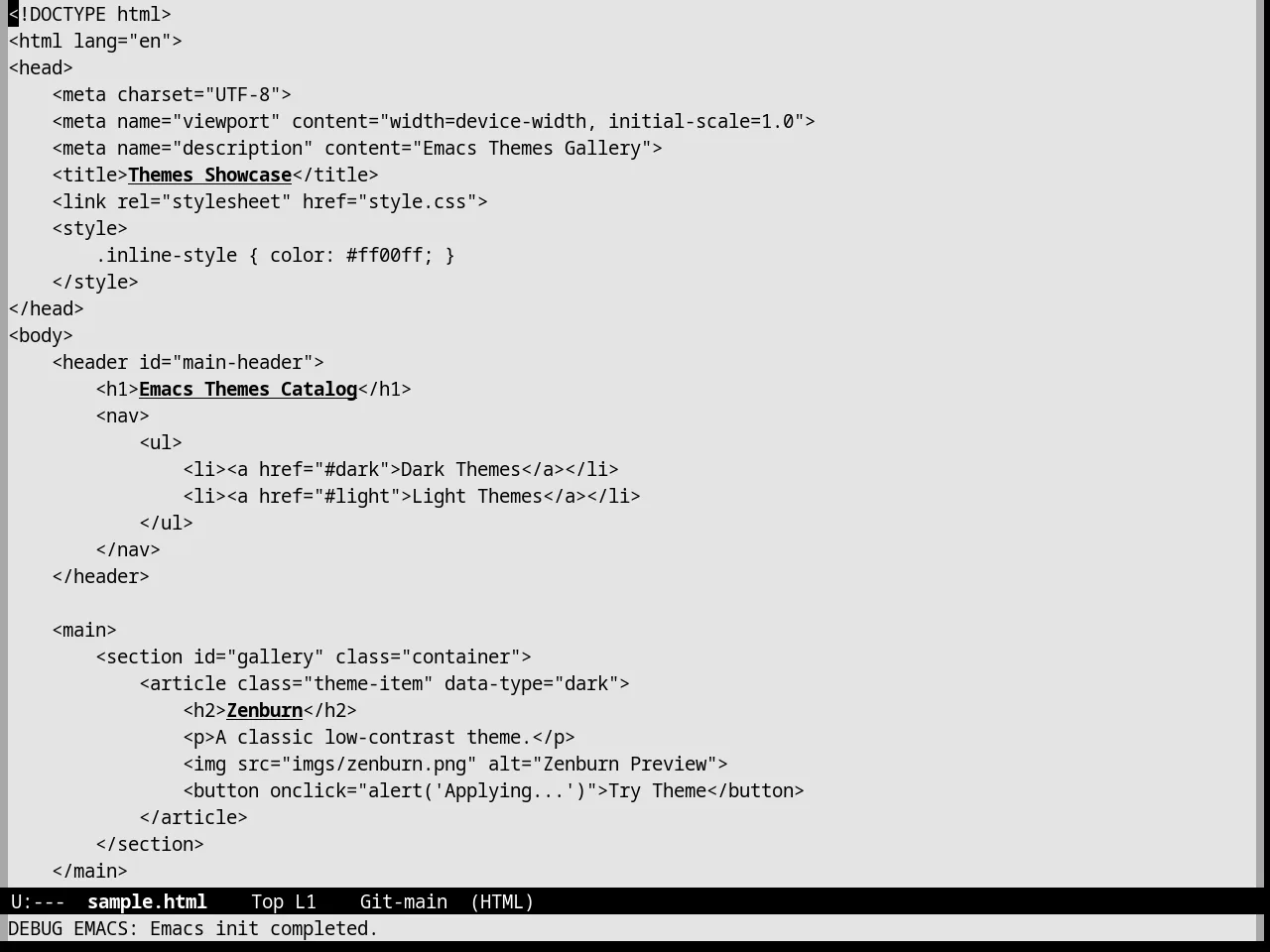 Nofrils Light Theme in html-mode