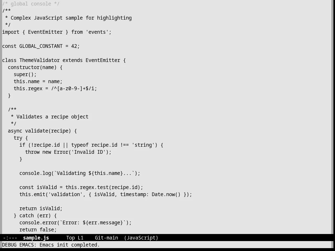 Nofrils Light Theme in javascript-mode