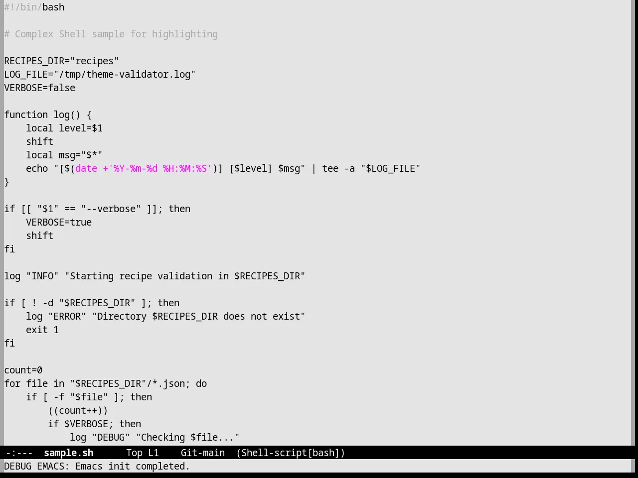 Nofrils Light Theme in sh-mode
