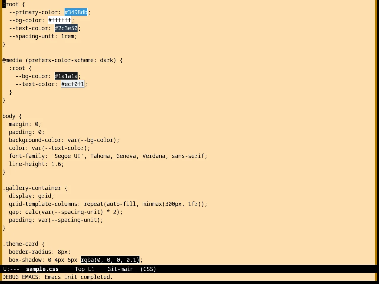 Nofrils Sepia Theme in css-mode