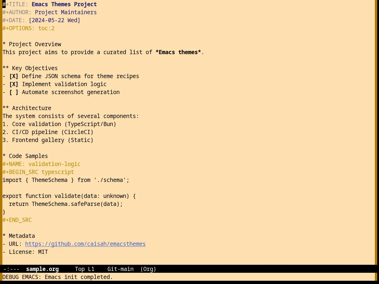 Nofrils Sepia Theme in org-mode
