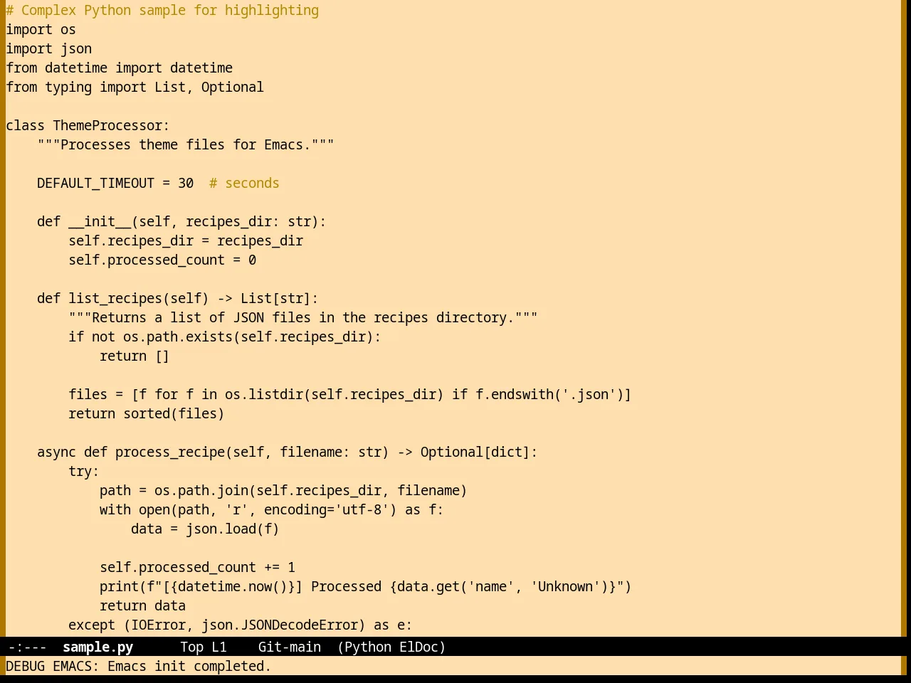 Nofrils Sepia Theme in python-mode