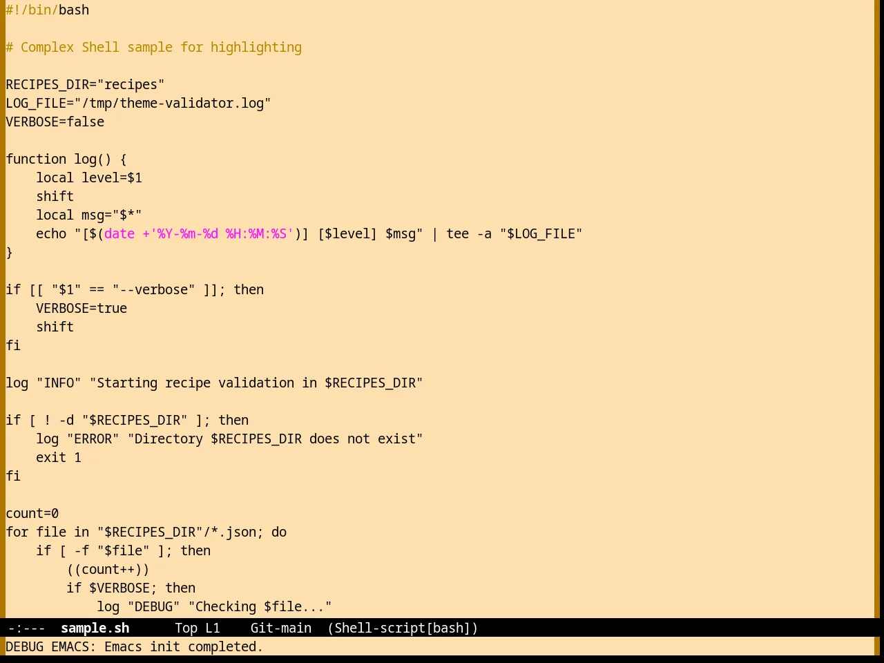 Nofrils Sepia Theme in sh-mode