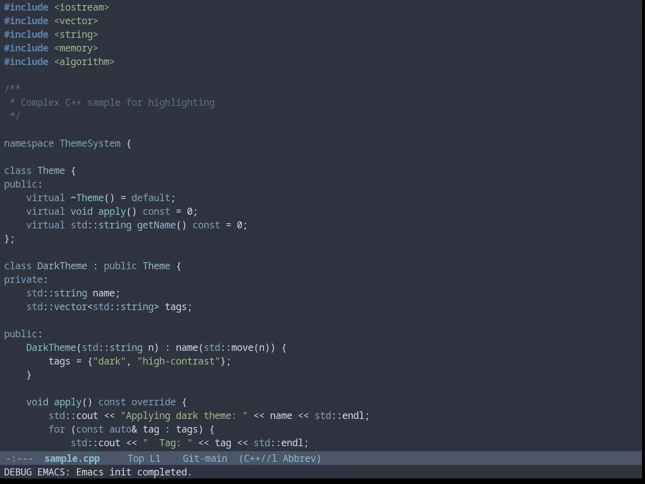 Nord Theme in c++-mode