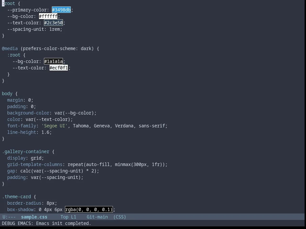 Nord Theme in css-mode