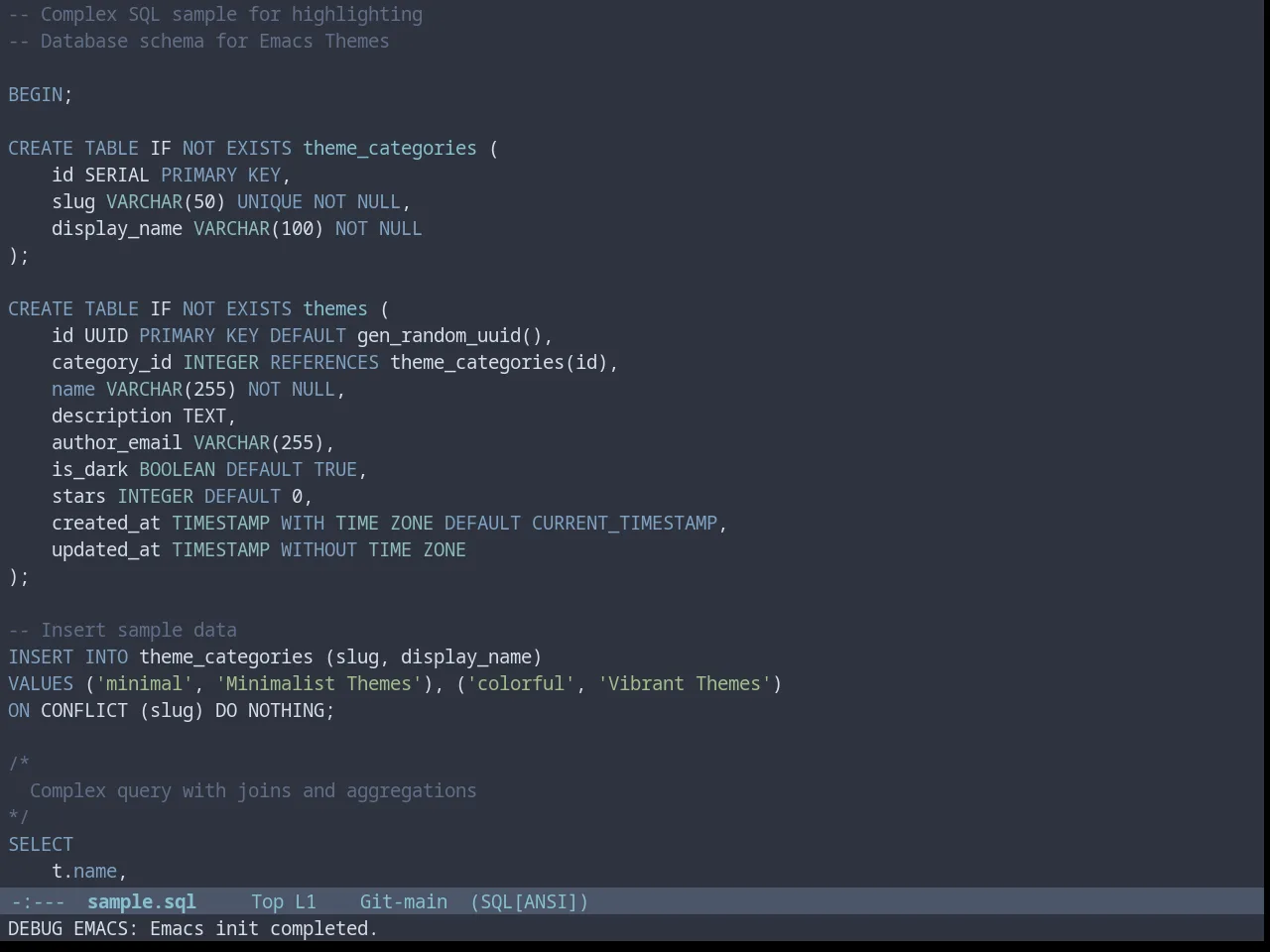 Nord Theme in sql-mode
