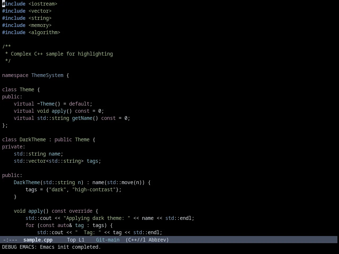 Nordic Midnight theme in c++-mode