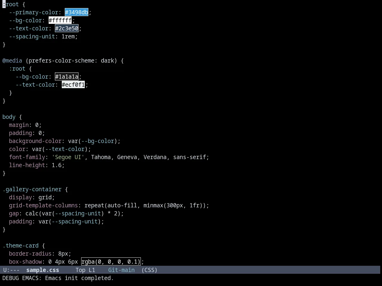 Nordic Midnight theme in css-mode