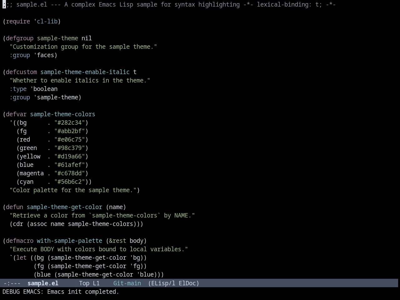 Nordic Midnight theme in emacs-lisp-mode