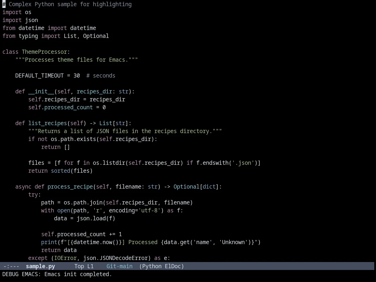 Nordic Midnight theme in python-mode