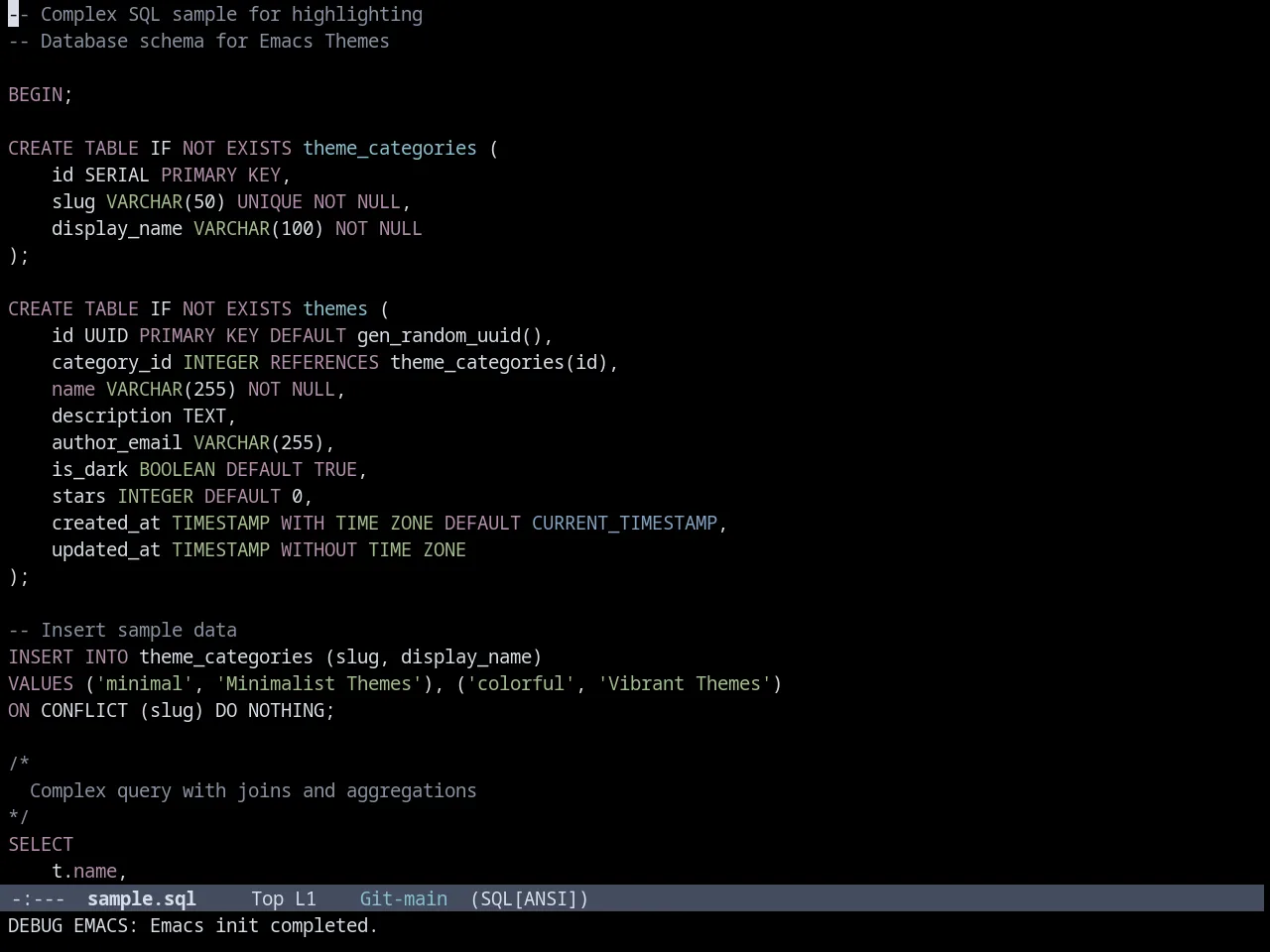 Nordic Midnight theme in sql-mode
