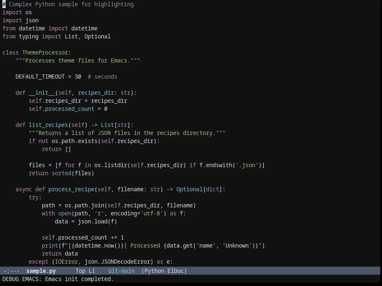 Nordic Night theme in python-mode