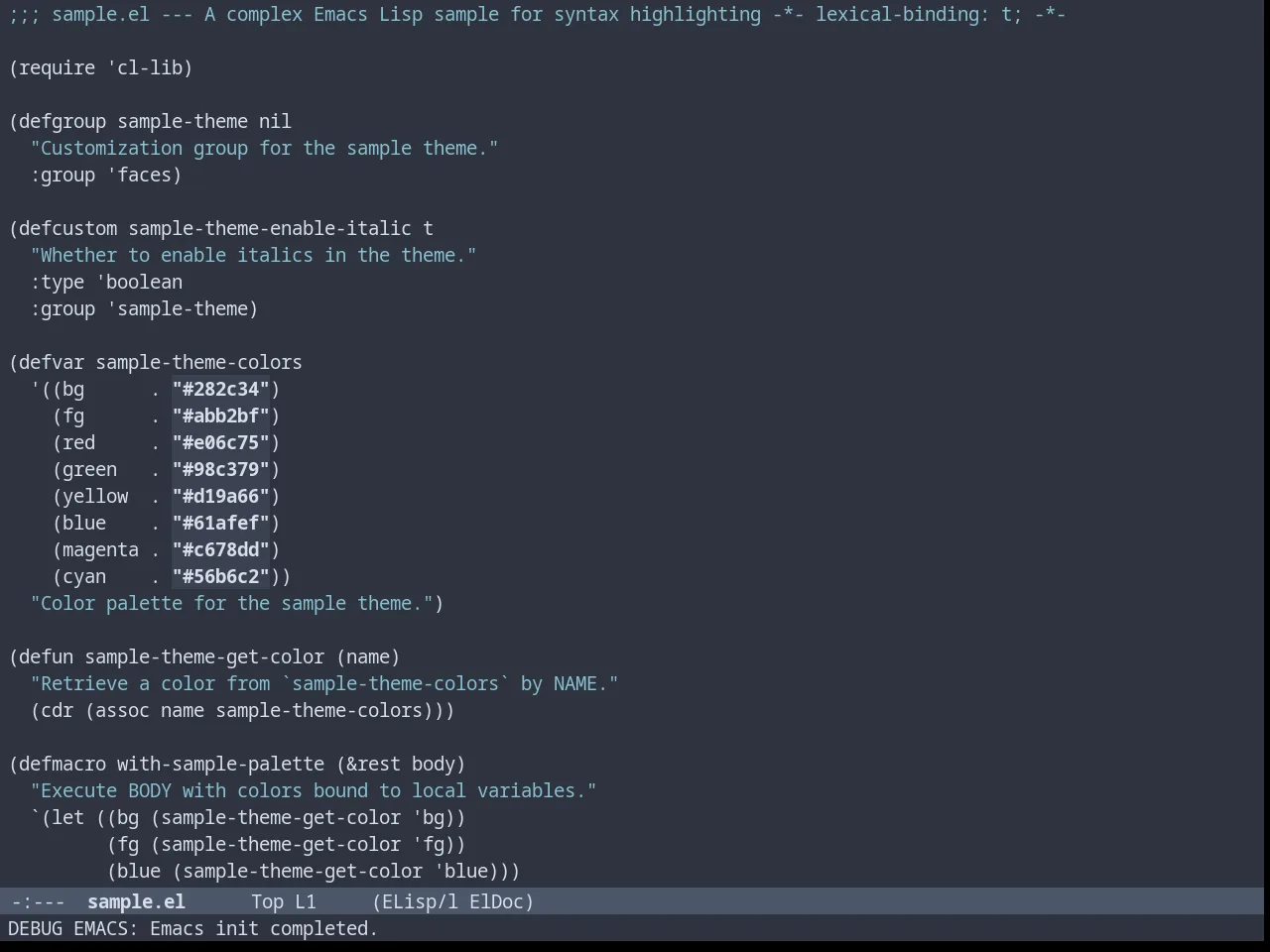 Nordless Theme in emacs-lisp-mode