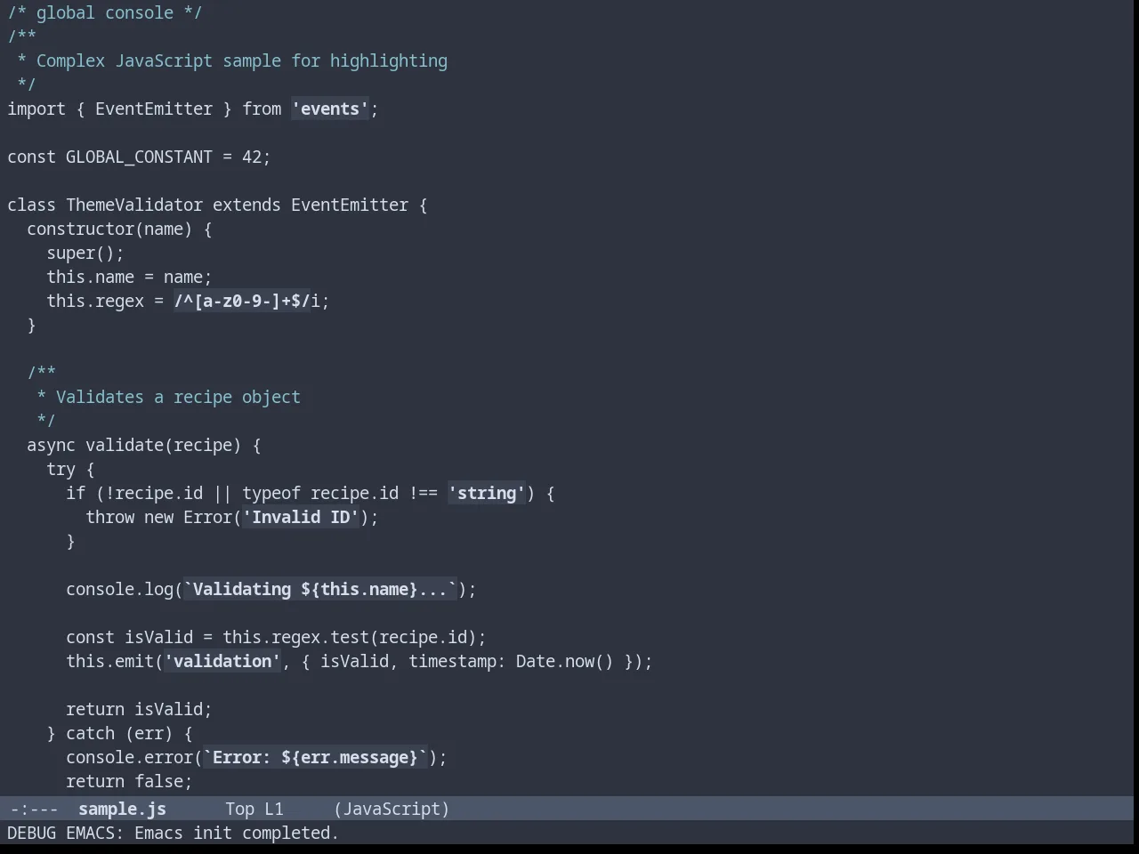 Nordless Theme in javascript-mode