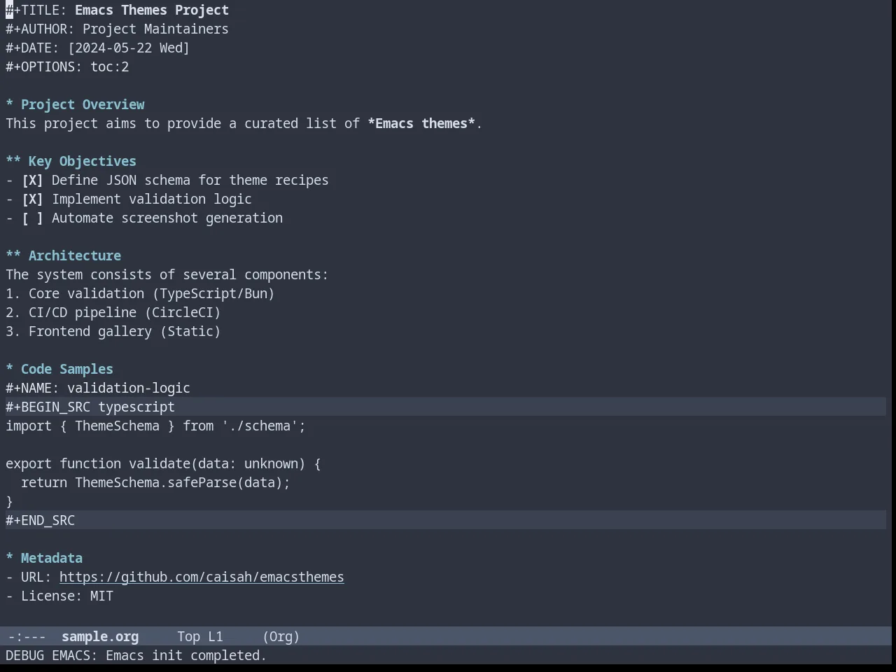 Nordless Theme in org-mode