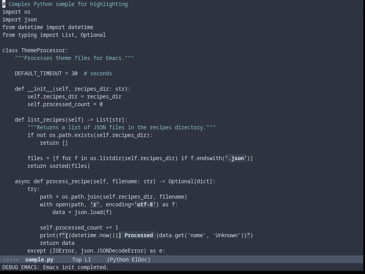 Nordless Theme in python-mode
