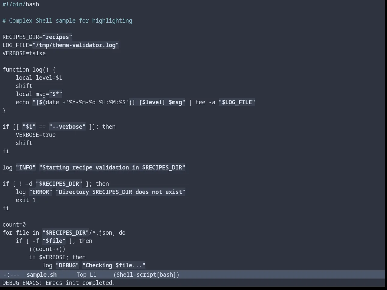 Nordless Theme in sh-mode