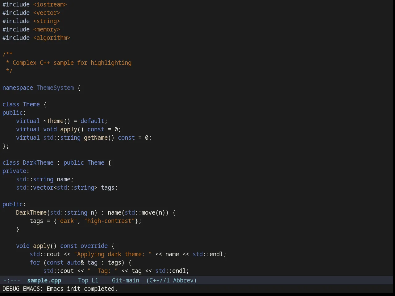 Northcode Theme in c++-mode