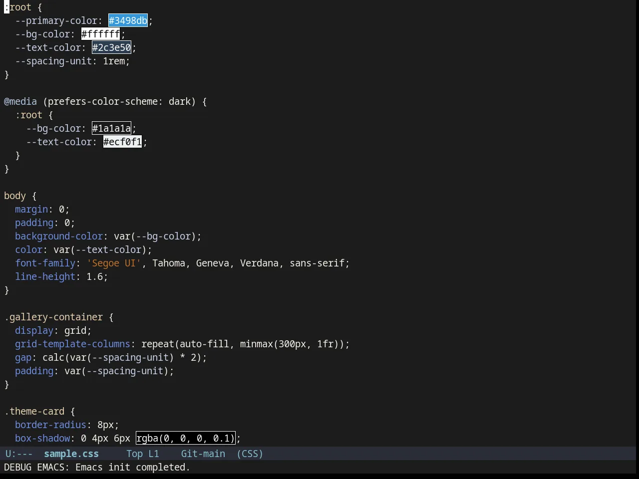 Northcode Theme in css-mode