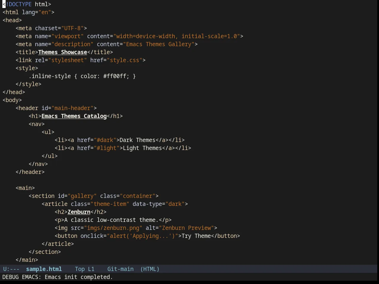 Northcode Theme in html-mode