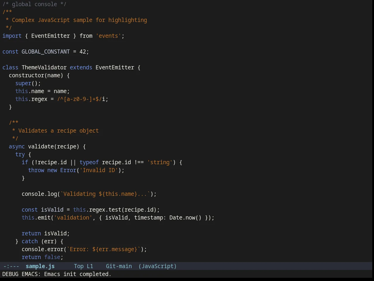 Northcode Theme in javascript-mode
