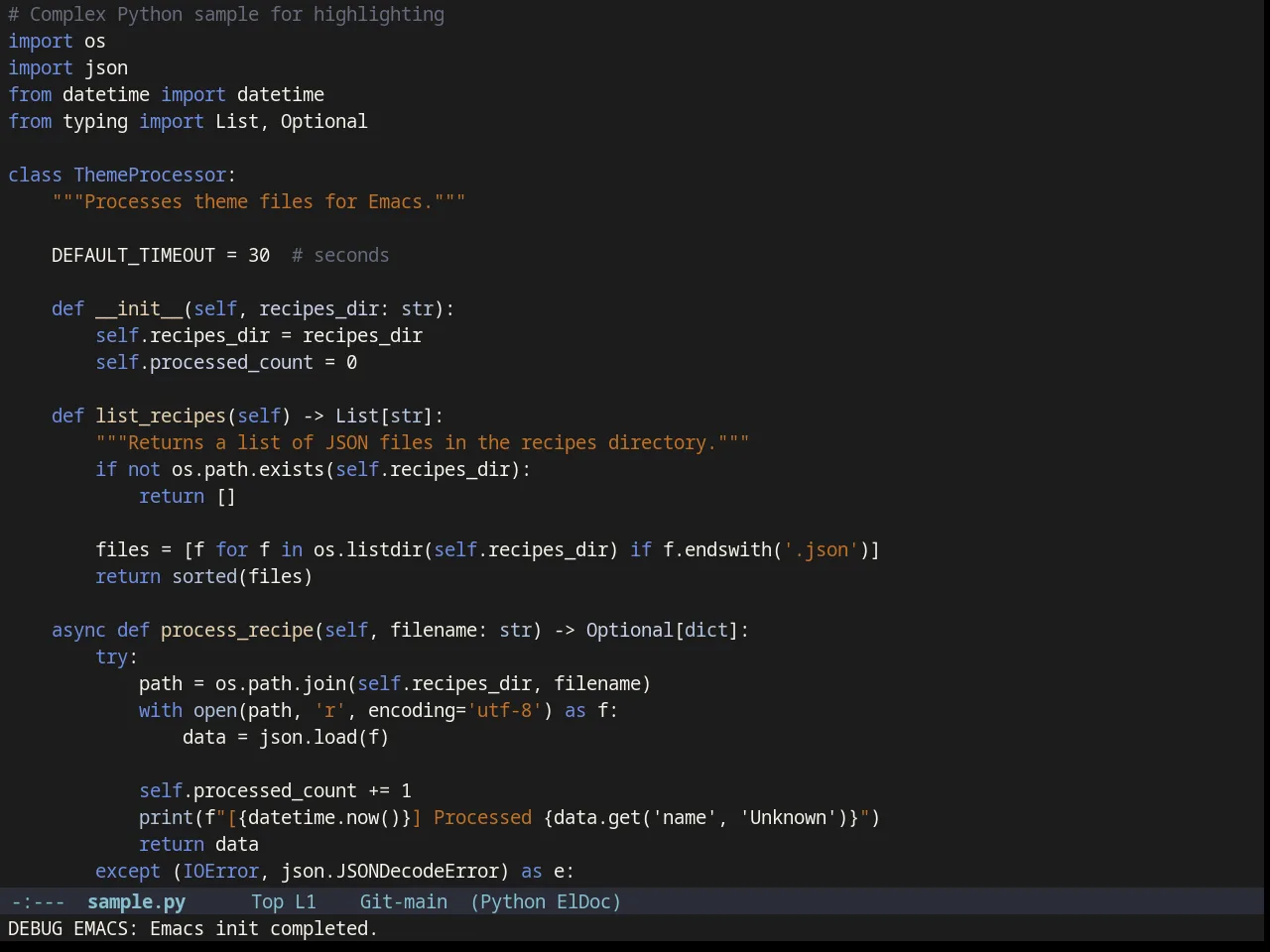 Northcode Theme in python-mode