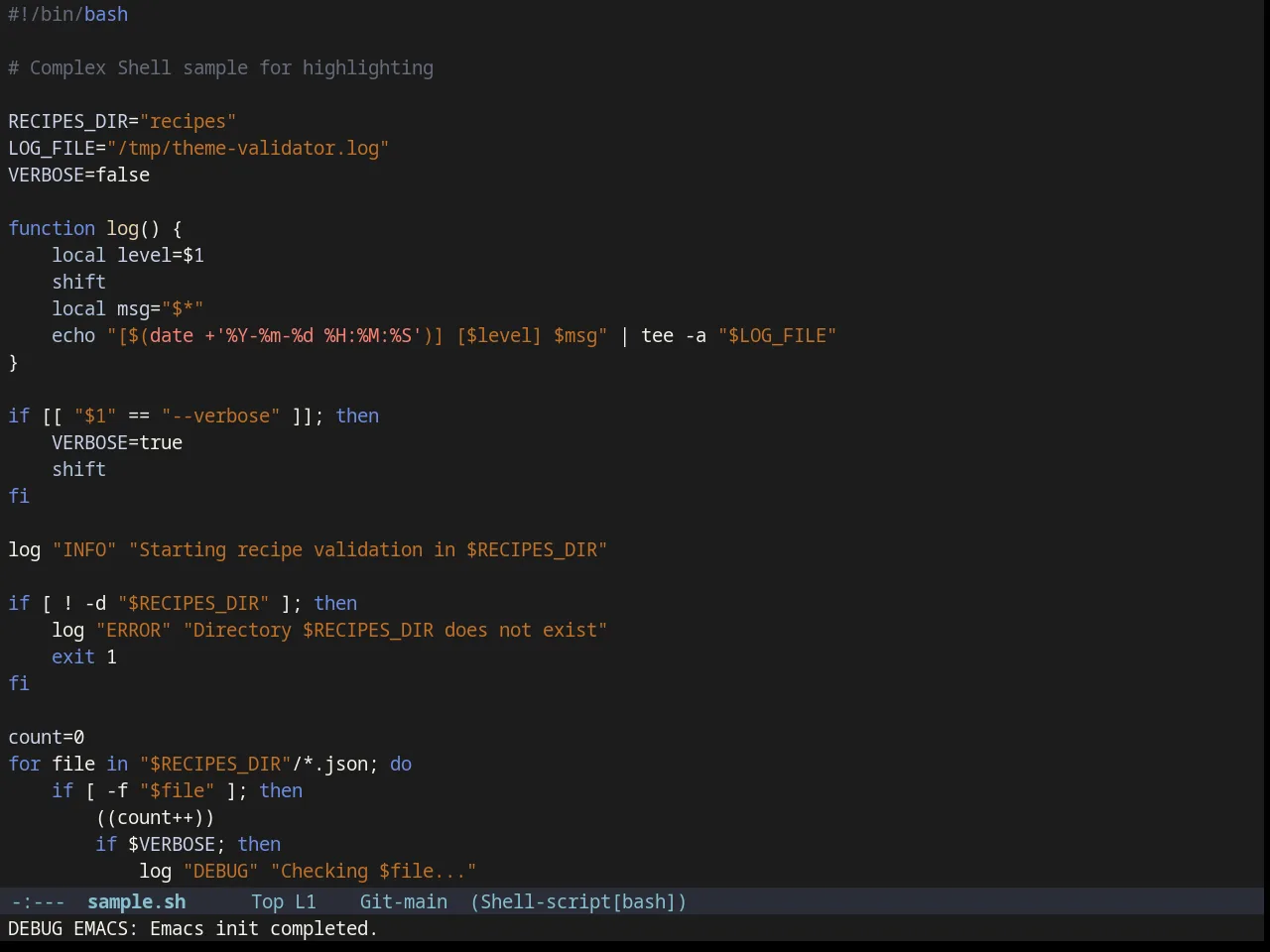Northcode Theme in sh-mode