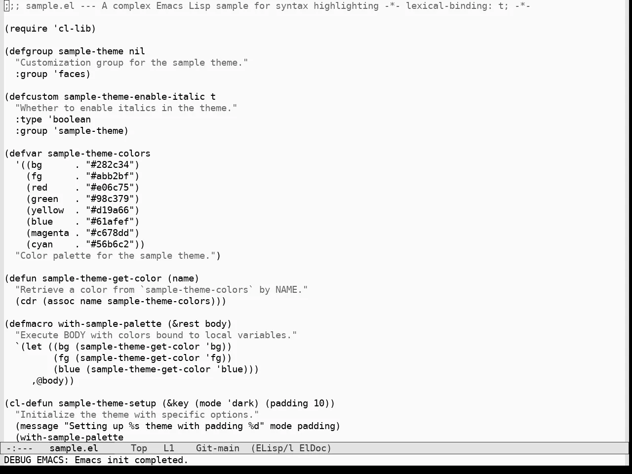 Nothing Theme in emacs-lisp-mode