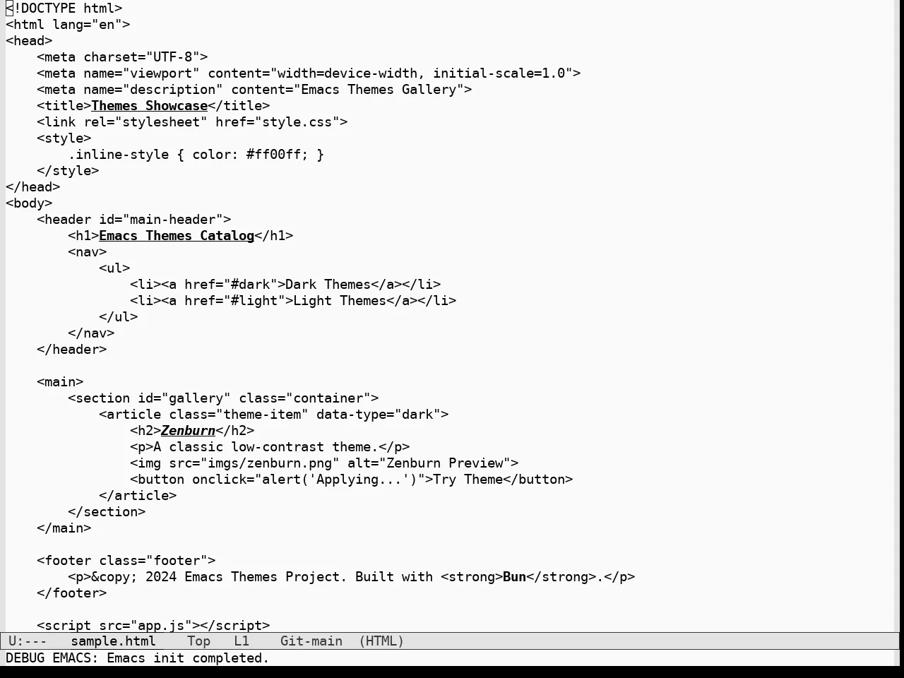 Nothing Theme in html-mode