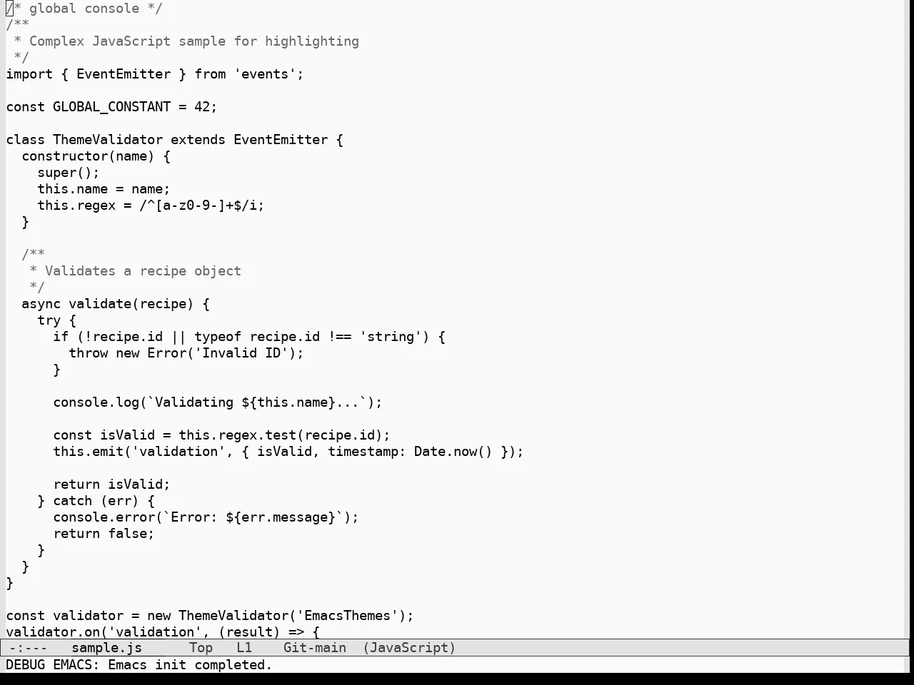Nothing Theme in javascript-mode