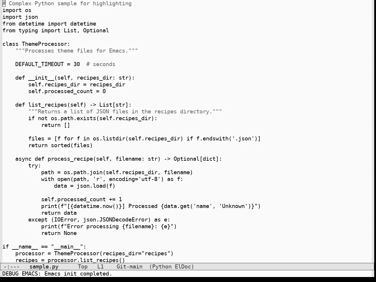 Nothing Theme in python-mode