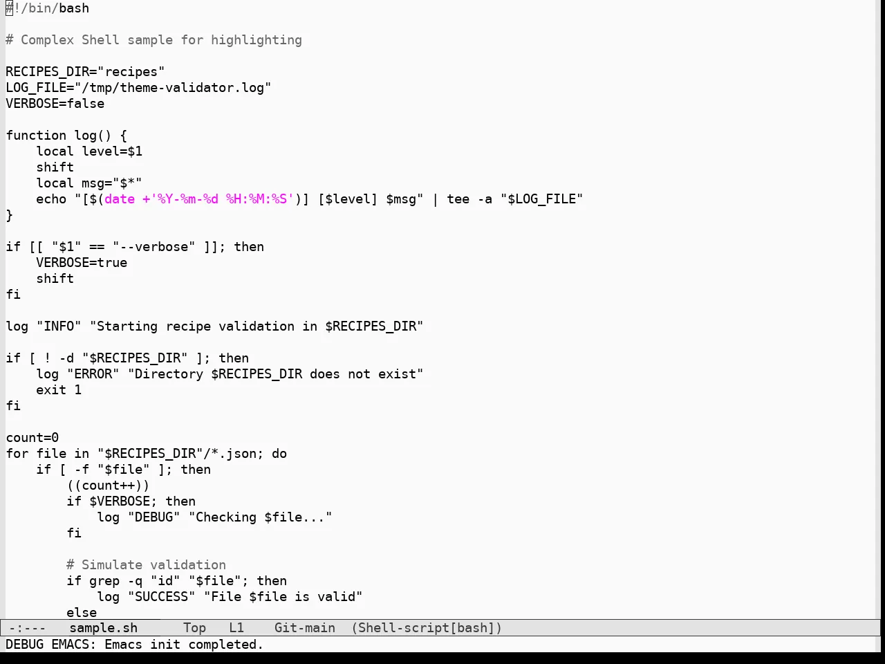 Nothing Theme in sh-mode