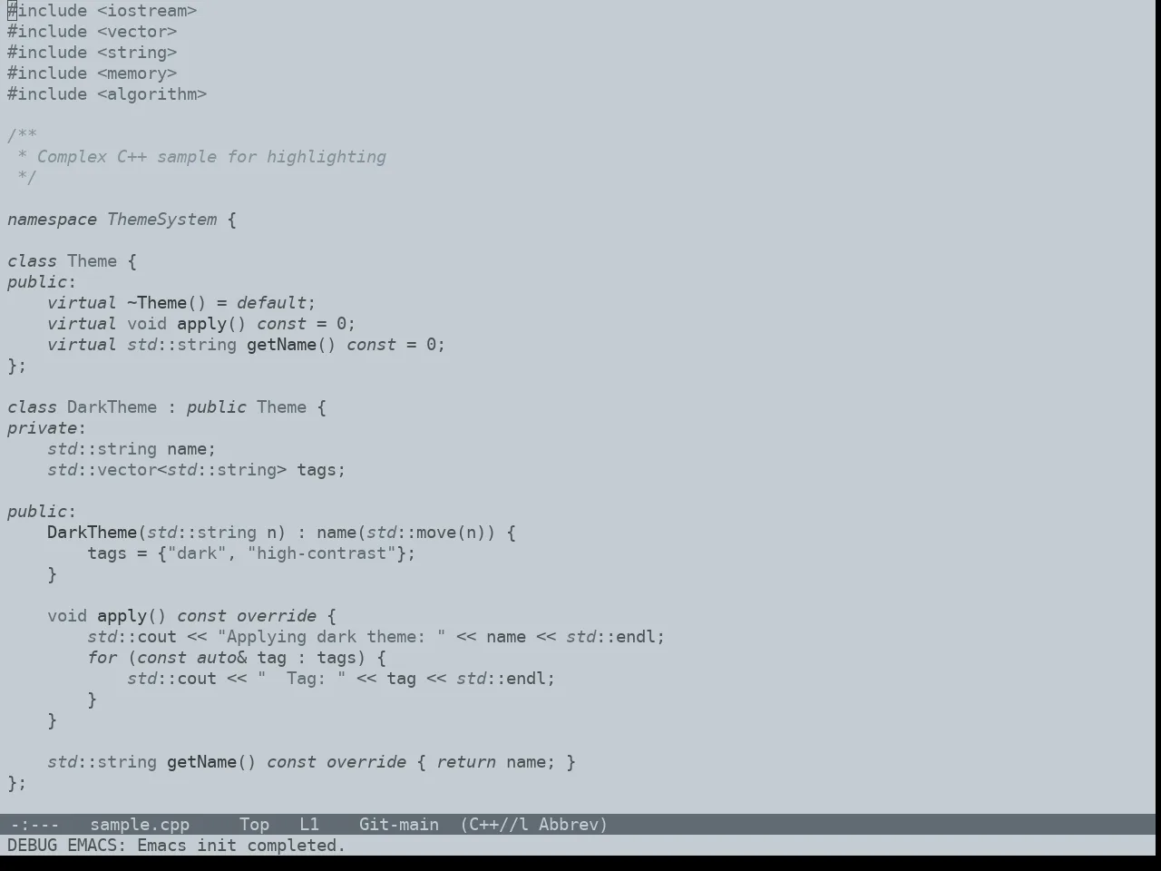 Notink Theme in c++-mode