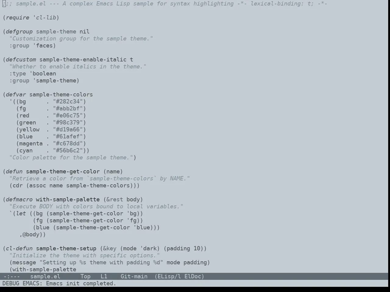 Notink Theme in emacs-lisp-mode