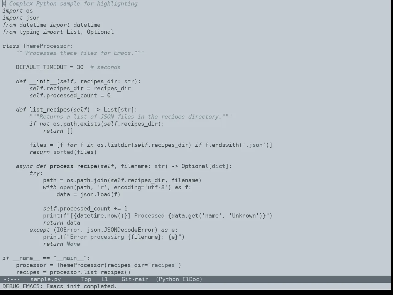 Notink Theme in python-mode
