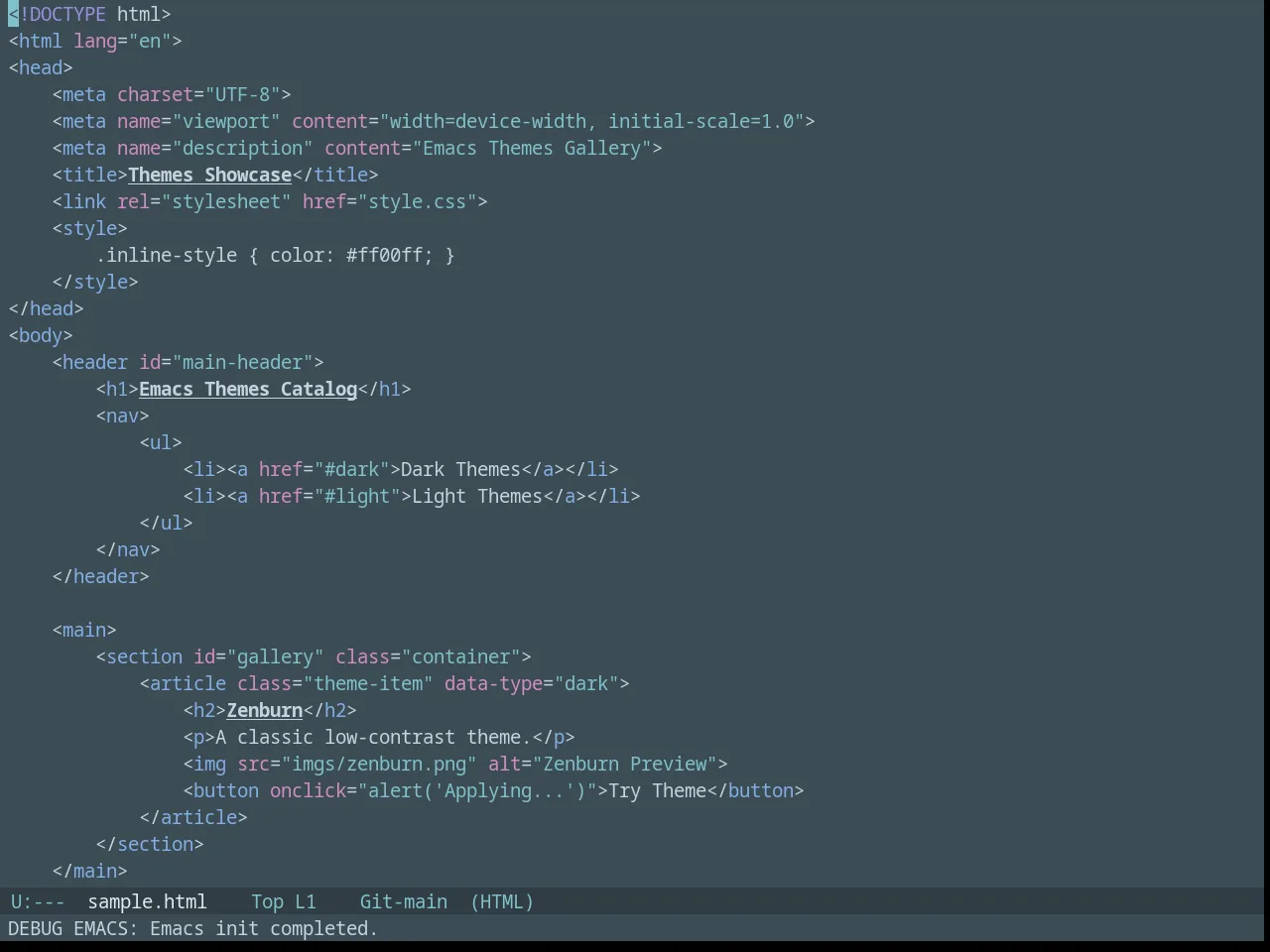 Nova Theme in html-mode