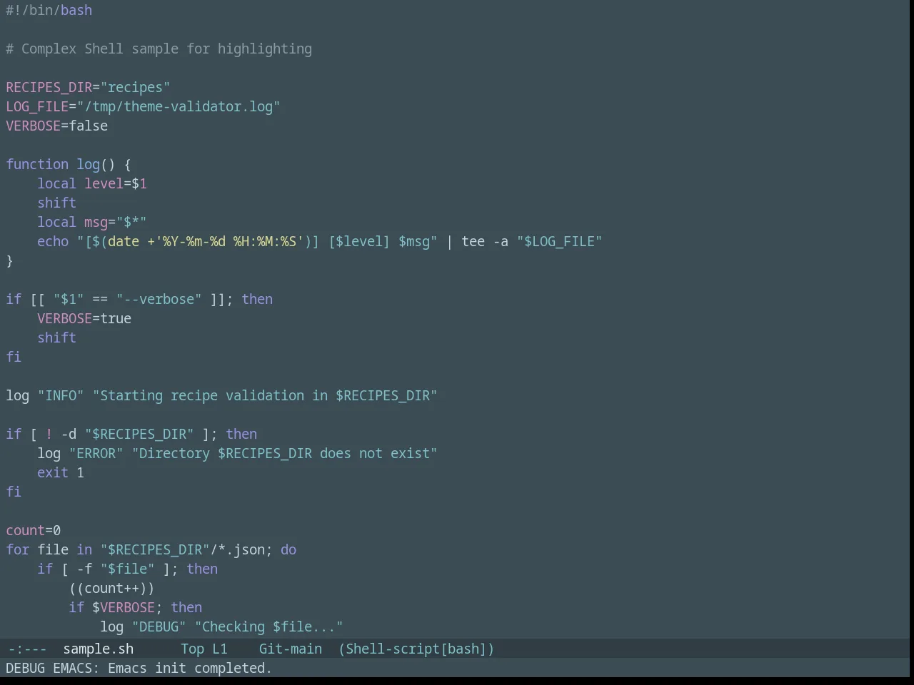 Nova Theme in sh-mode