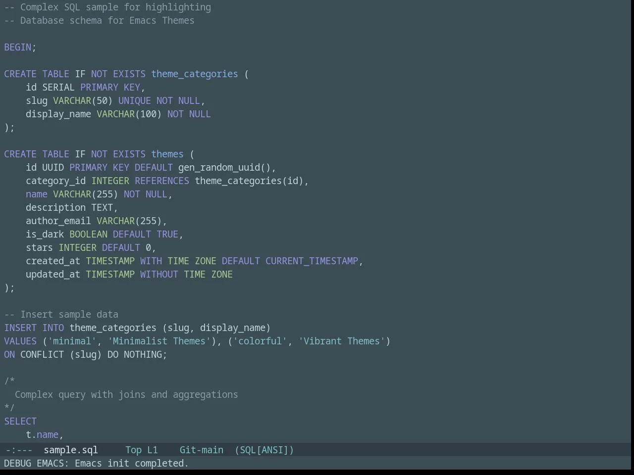 Nova Theme in sql-mode