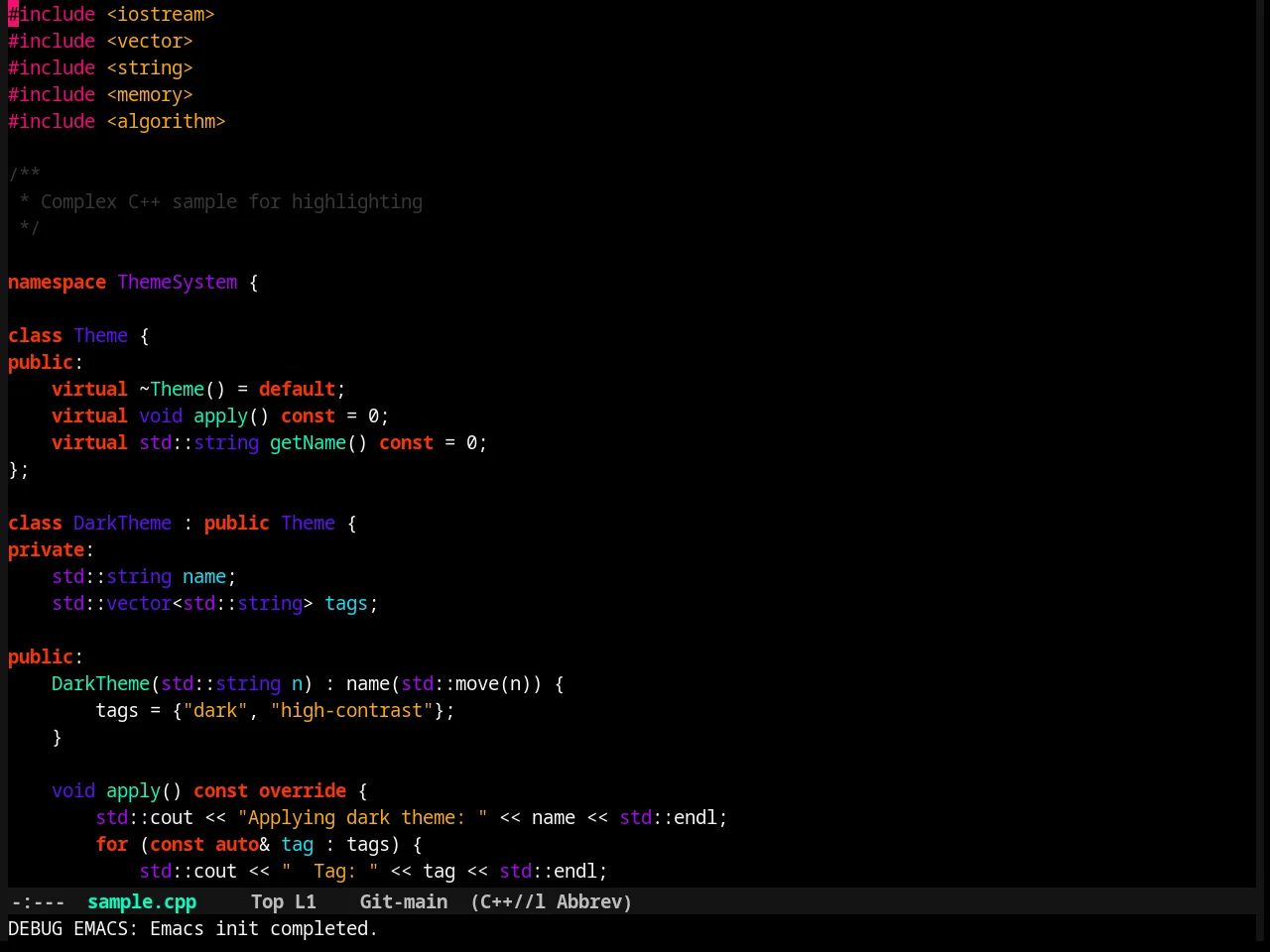 Nyx Theme in c++-mode