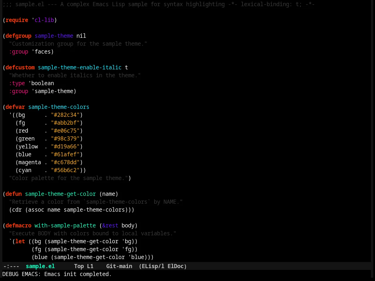 Nyx Theme in emacs-lisp-mode