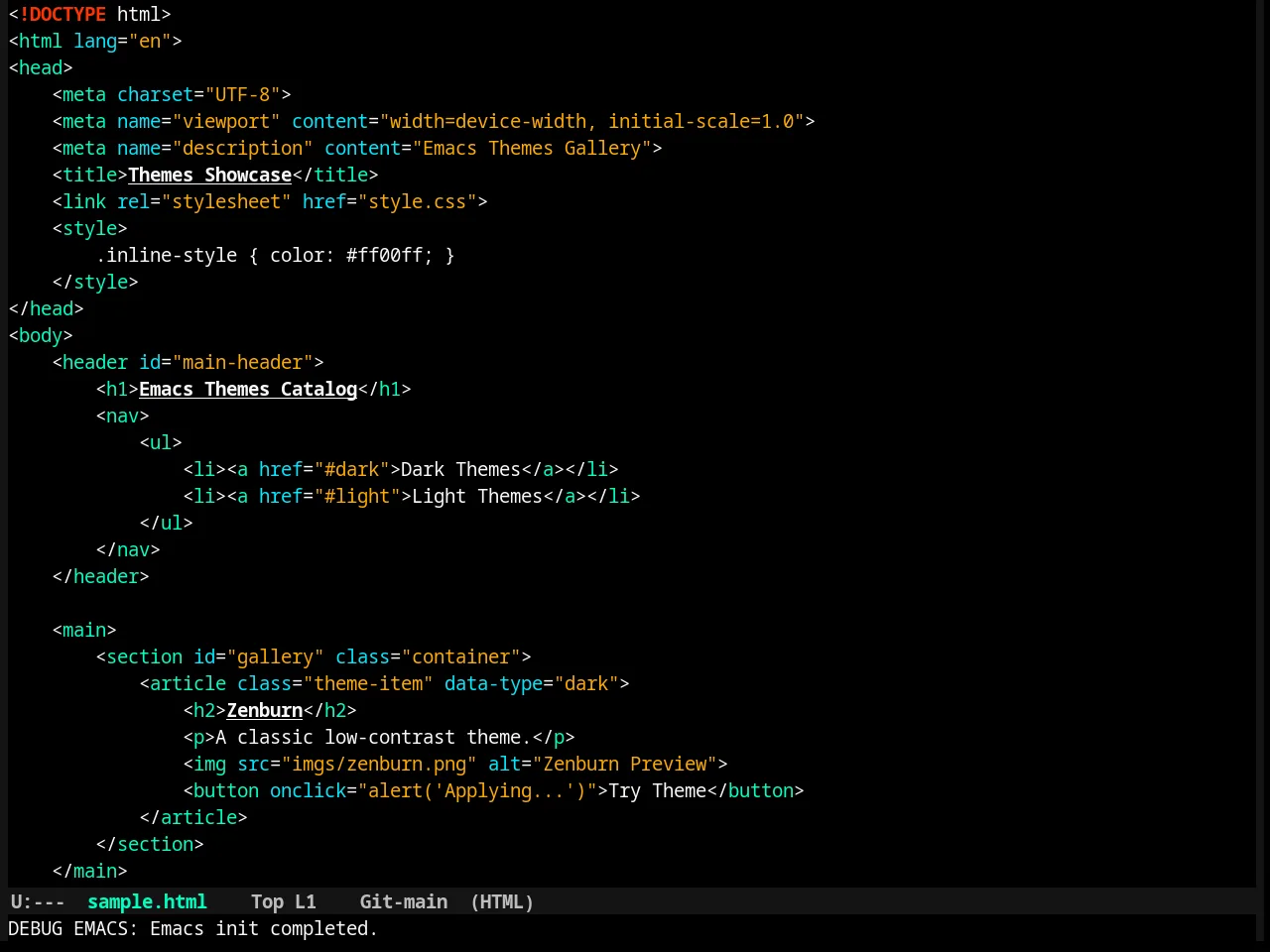 Nyx Theme in html-mode